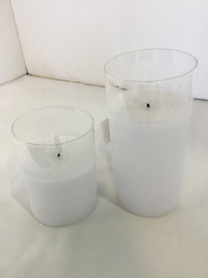 Electric White Glass Pair 2 Sizes Candles
