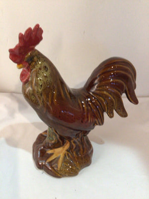 Brown/Red Ceramic Rooster Figurine