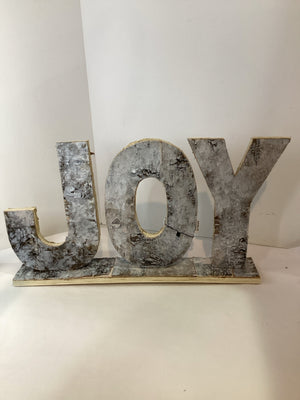 Rustic White Wood Joy Holiday Item