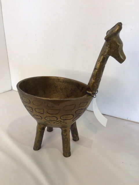 Gold Metal Giraffe Planter