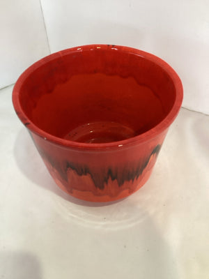 California Pottery Mid-Century Orange Ceramic Drip Glaze Planter