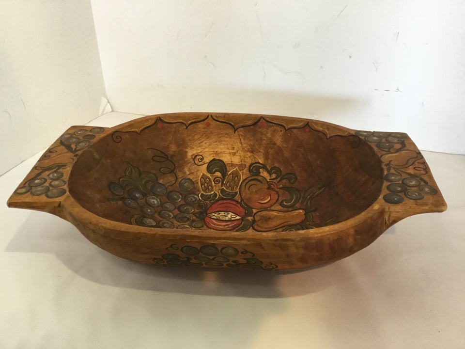 Hand Crafted Brown/Multi Wood Fruit Bowl