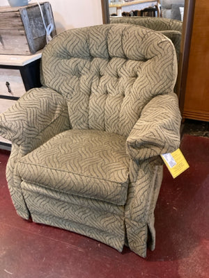 LA-Z-BOY Swivel Chenille Tufted Green Chair