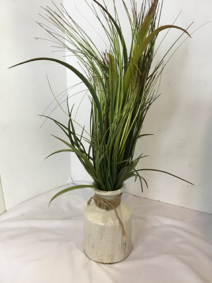 Green/White Ceramic In Vase Faux Plant