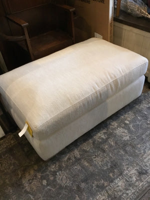 Restoration Hrd. Upholstered Tan Ottoman