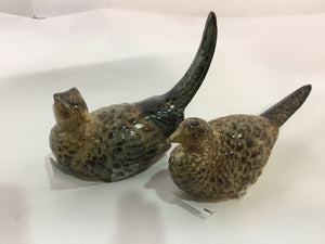 Pair Gray/Black Ceramic Pheasant Figurine