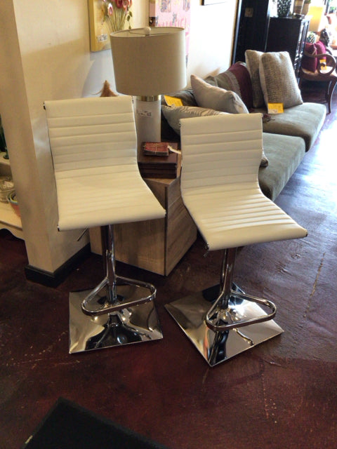 At home Pair Acrylic Armless Adjustable White Barstool/Bar Stool