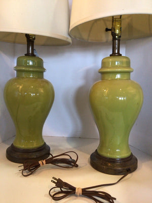 As Is Green Ceramic Pair Lamp