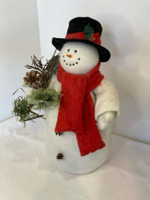 Statue White/Red Cotton Snowman Holiday Item