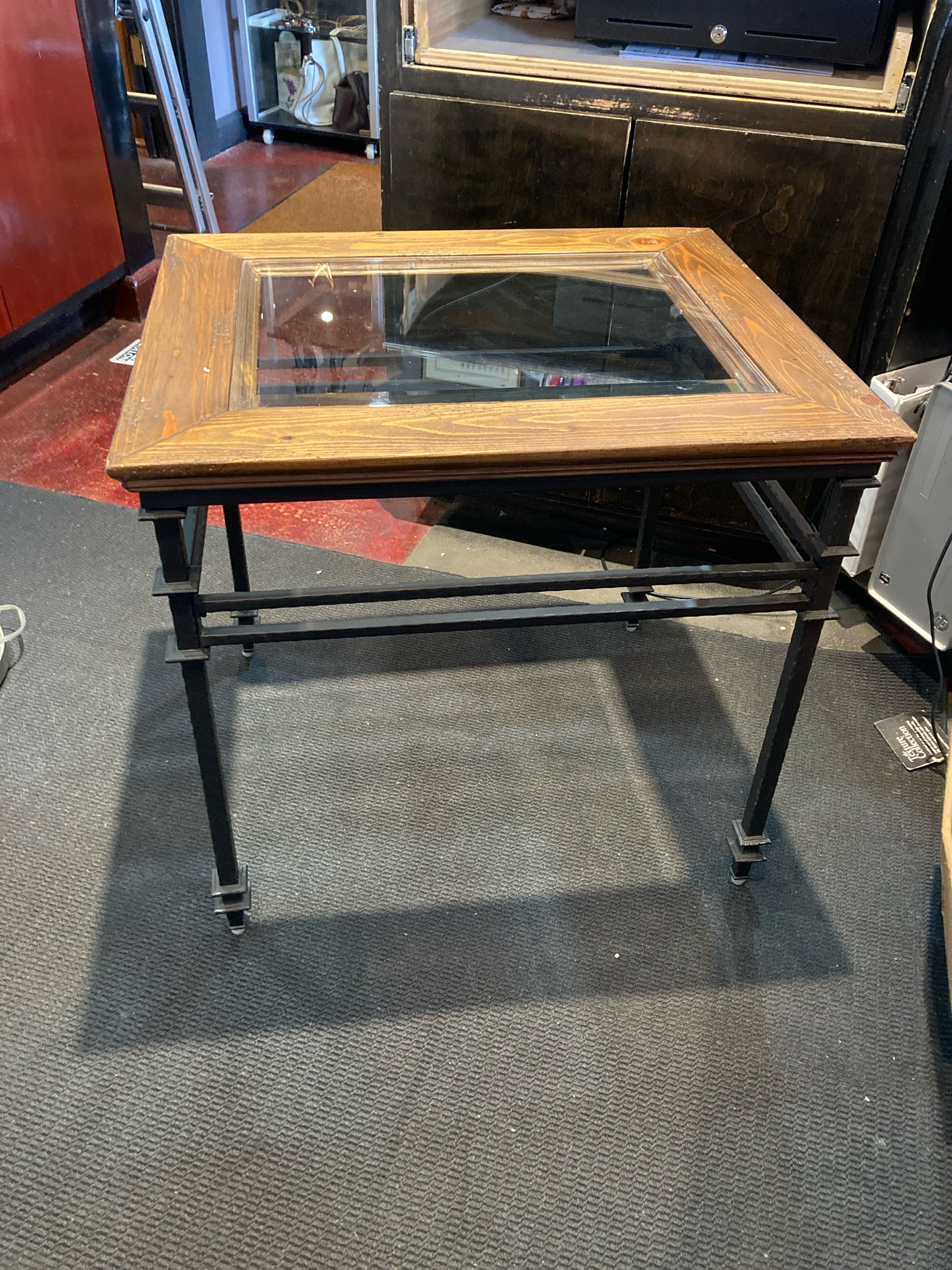 Glass Top Wood/Glass Brown Table