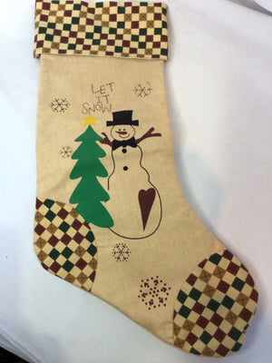 Stocking Tan/multi Polyester Snowman Holiday Item