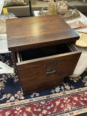 Wood 2 Drawers Brown File Cabinet