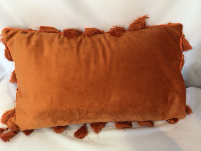 Orange Velvet Tassel Pillow