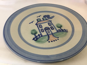 M.A. Hadley Gray/Blue Pottery Dinner Plate