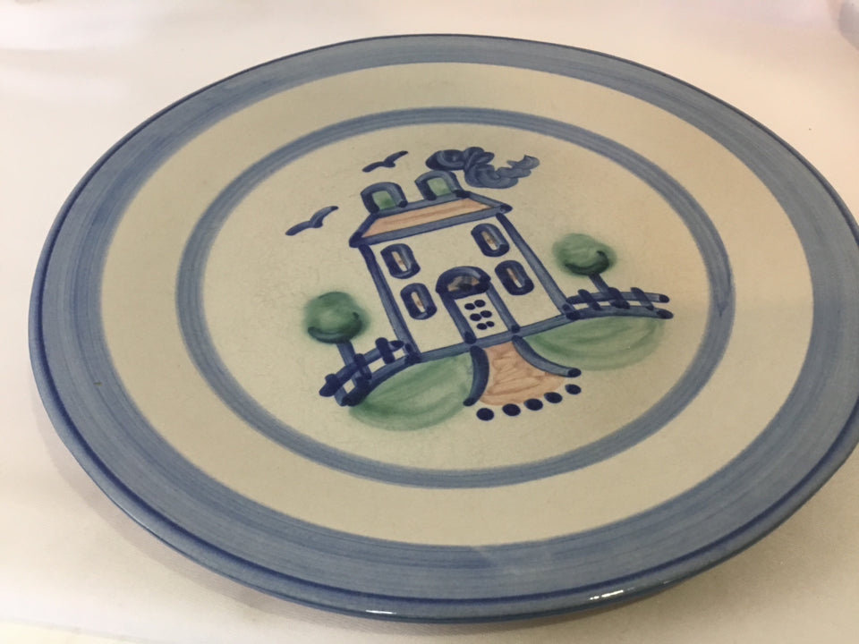 M.A. Hadley Gray/Blue Pottery Dinner Plate