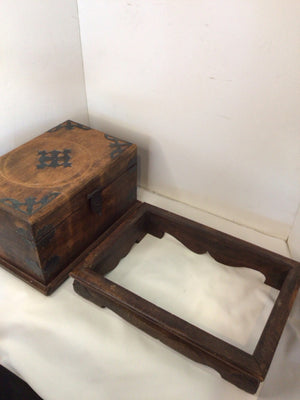 Vintage Trunk Wood Rustic 2 Piece Brown Box
