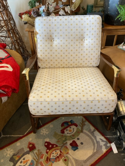 Mid-Century Wood Polka Dot Rocking Cream/Brown Chair