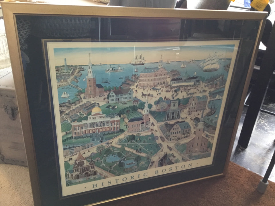 Blue/Multi City Scape Framed Art
