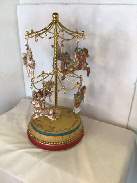 San Fran Music Box Multi-Color Resin Carousel House Figurine