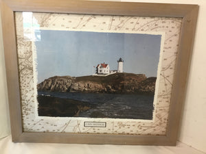 White/Multi Lighthouse Framed Art