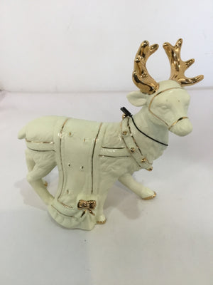 Cream/Gold Ceramic Reindeer Holiday Item