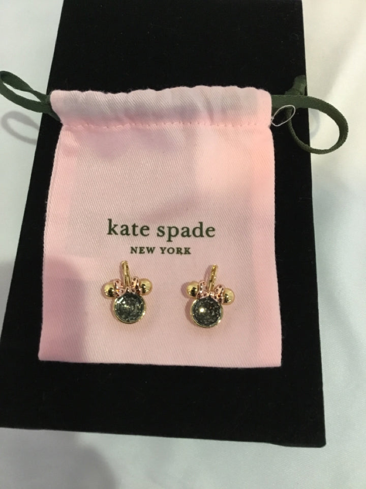 Kate Spade Metal Gold Mickey Mouse Amethyst Earrings