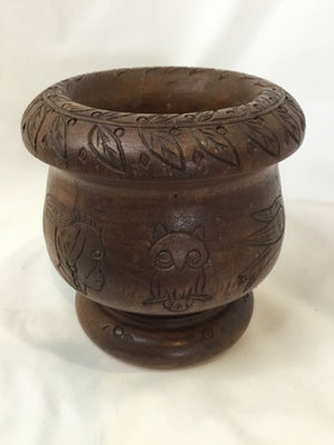 Hand Crafted Brown Wood Carved Bowl