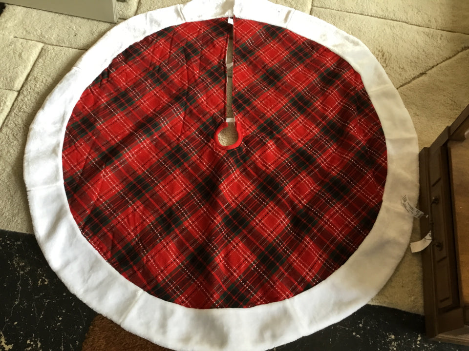Christmas Red/white Polyester Checkered Holiday Item