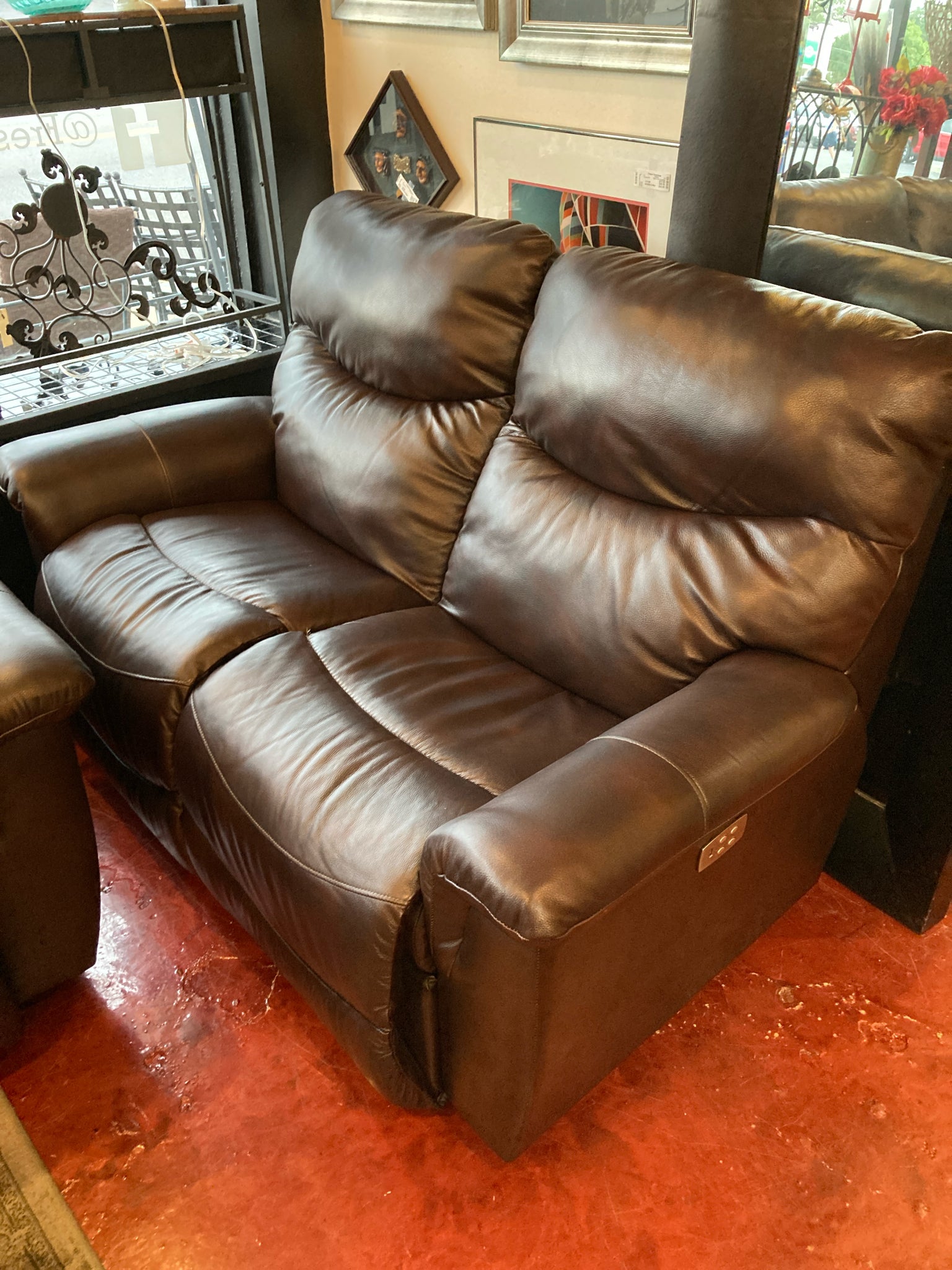 LA-Z-BOY Recliner Leather Brown Loveseat/Love Seat/Sofa
