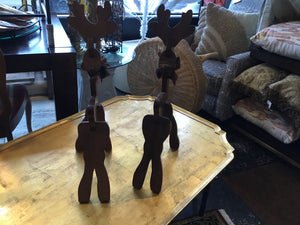 Pair Brown Wood Reindeer Holiday Item