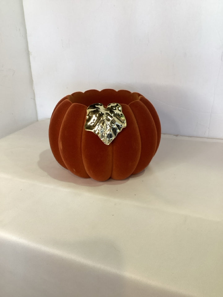 Candle Holder Orange Pumpkin Holiday Item