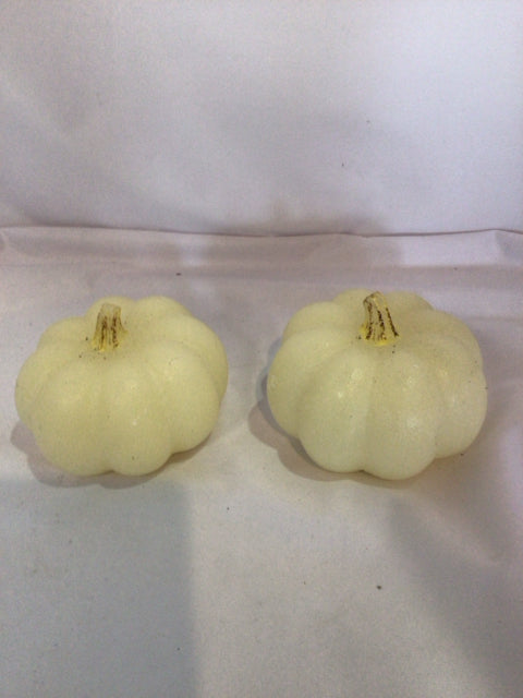 Pair Cream Wax Pumpkin Battery Candles