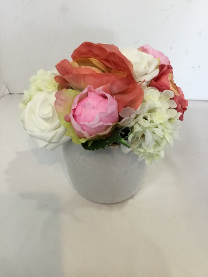 Pink/white In Planter Faux Flowers