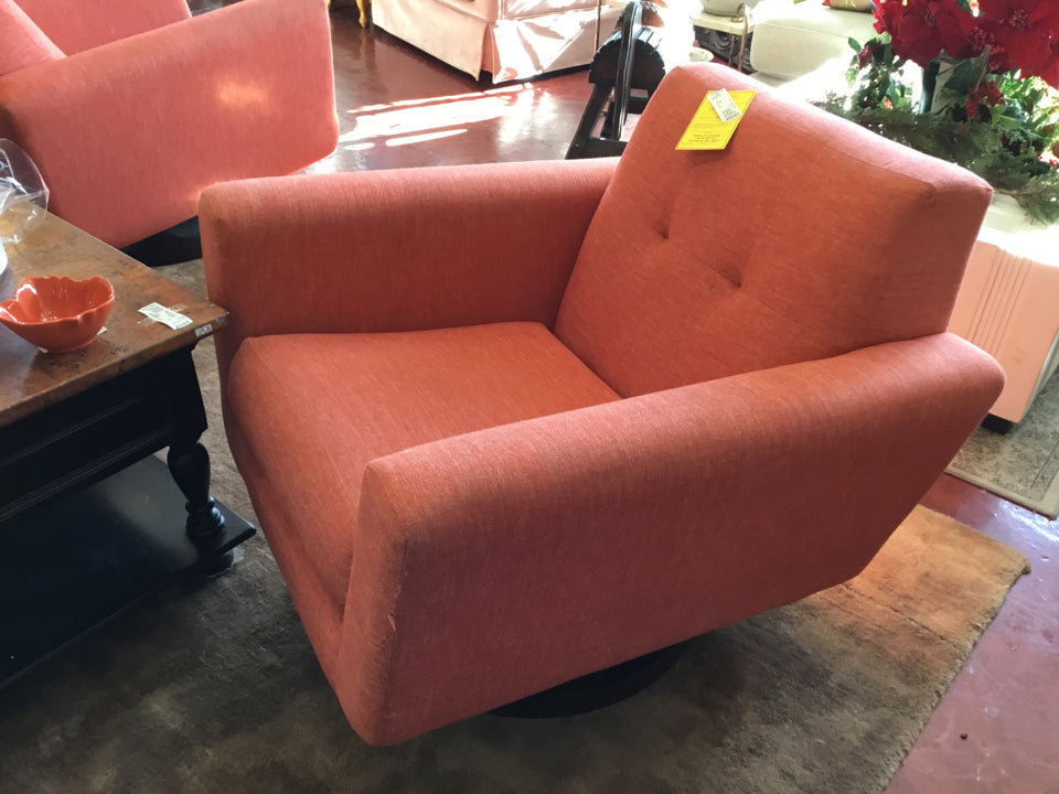 Joybird Swivel Tweed As Is -wear Orange Chair