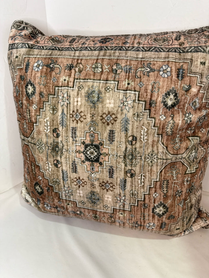 Tan/Gray Velour Print Pillow