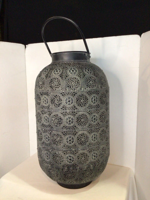 Outdoor/Outside Charcoal Metal Cut Out Lantern