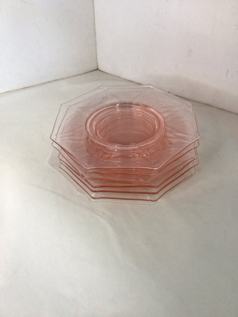 Heisey Vintage Pink Glass Set of 6 Plate Set