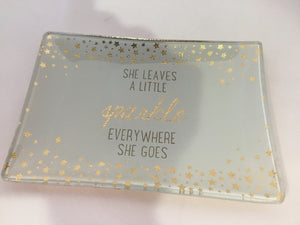 Whimsical White Glass Words Plate