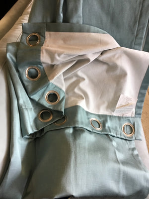 Pair Teal Lined Grommet Draperies/Curtains