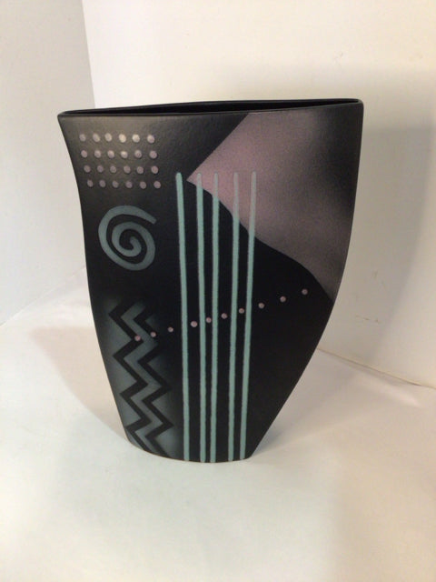 Abstract Black/Pink Metal Vase