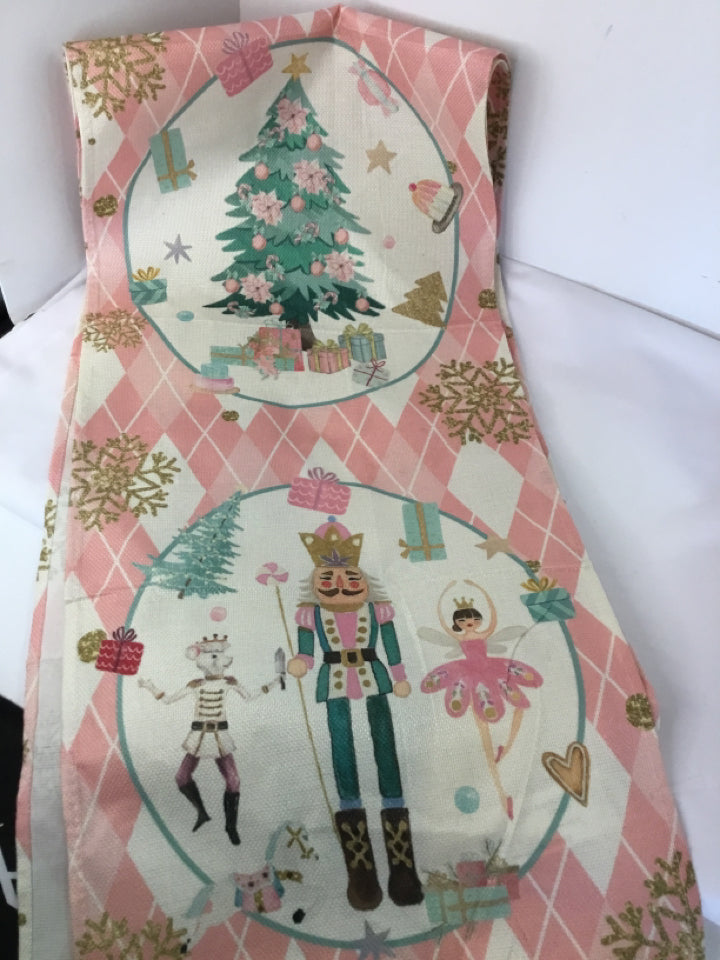 Christmas Pink/white Table runner Nutcracker Holiday Item