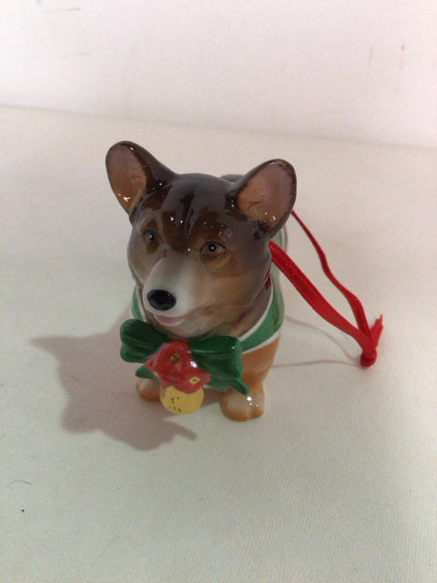 Christmas Multi-Color Porcelain Dog Ornament Holiday Item