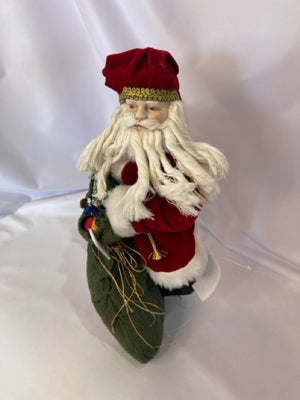 Figure Red/white Cloth Santa On Stand Holiday Item