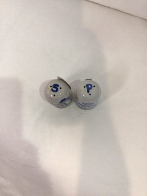 Hadley Pair Gray/Blue Ceramic House Salt & Pepper