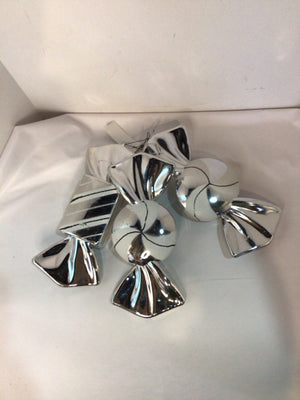 Silver/White Plastic Candy Set of 3 Holiday Ornaments