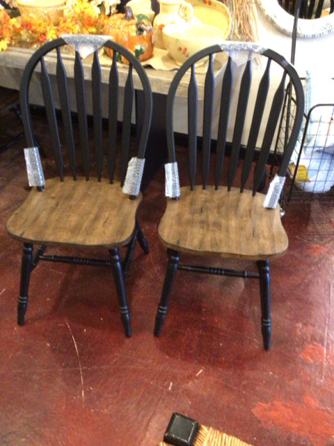 Liberty Pair Wood Windsor Black/Tan Chair Set