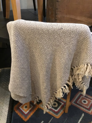 Gray/Cream Cotton Diamond Throw