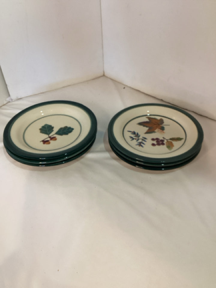 Hartstone Set of 6 White/Green Ceramic Salad Plate Set