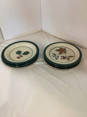 Hartstone Set of 6 White/Green Ceramic Salad Plate Set