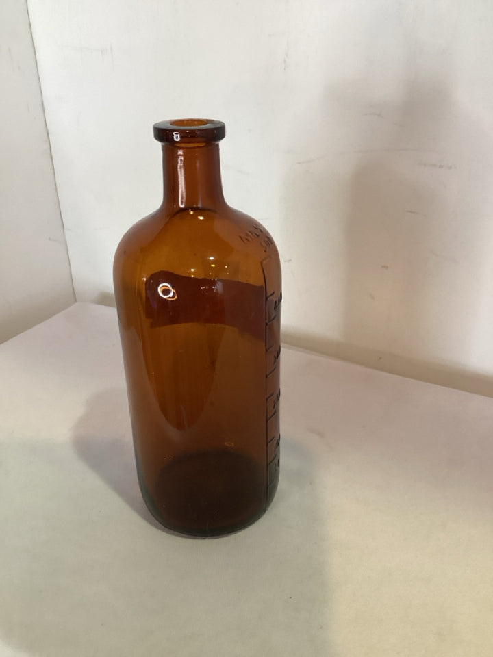 Vintage Amber Glass Bottle
